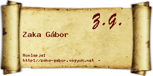 Zaka Gábor névjegykártya